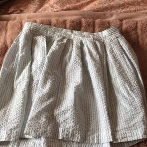 blue and white striped skirt